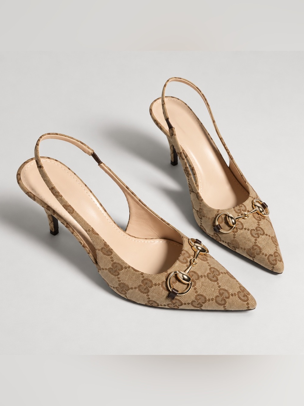 NEW Gucci GG Canvas Horsebit Slingback Pumps, Size: IT/EU 42, US Women’s 12